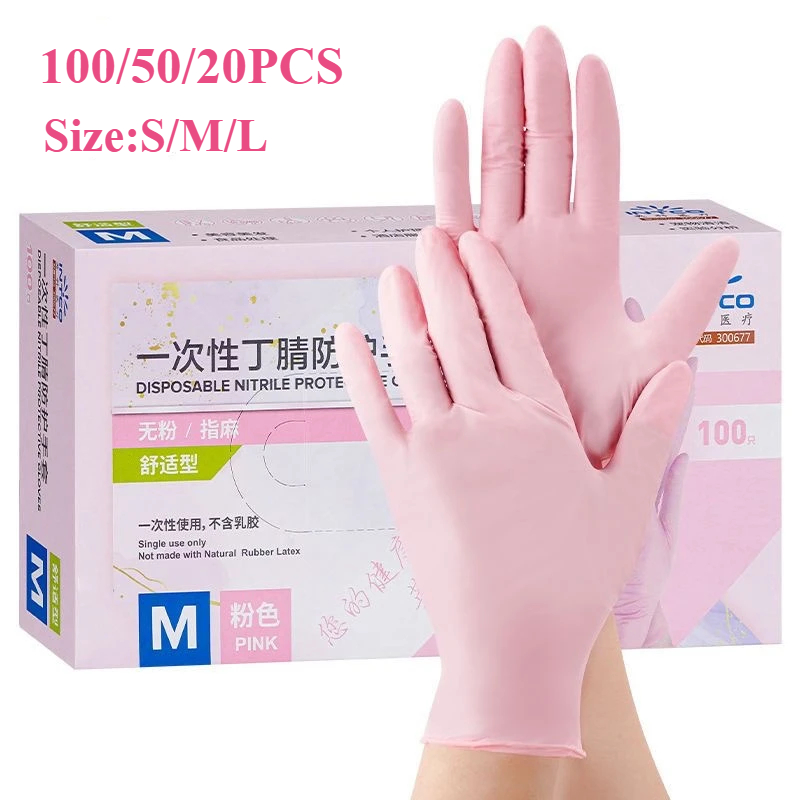 Medical Gloves - 20/50/100 pièces gants en Nitrile rose