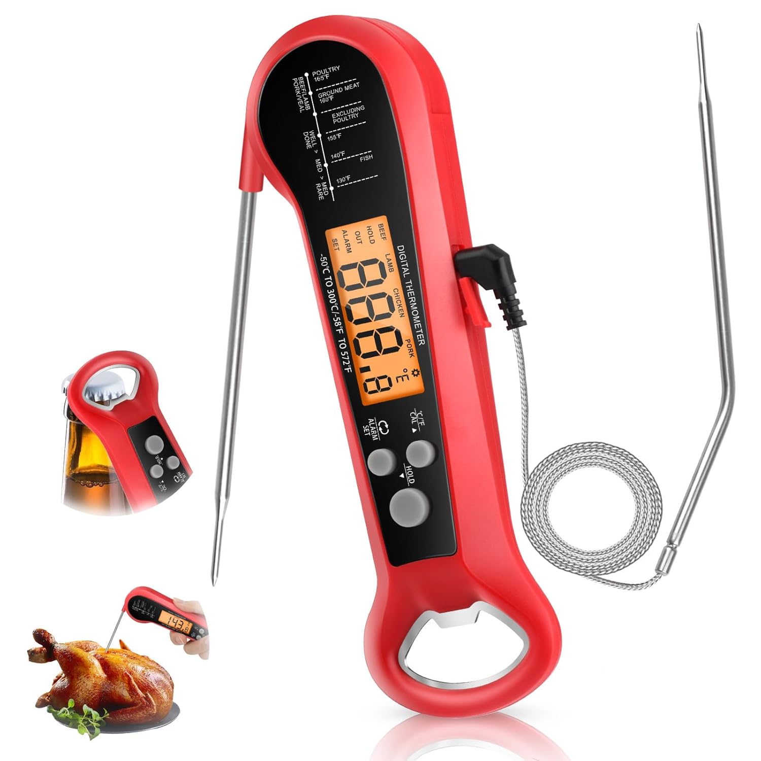 Thermometer Digital - Thermomètre numérique professionnel pour viande, étanche,