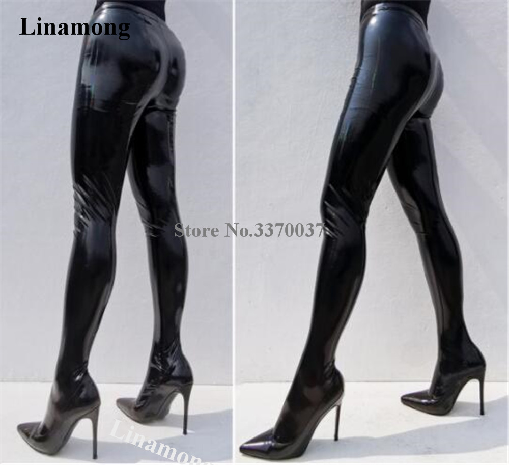 Bandage - Linamong Sexy noir en cuir verni